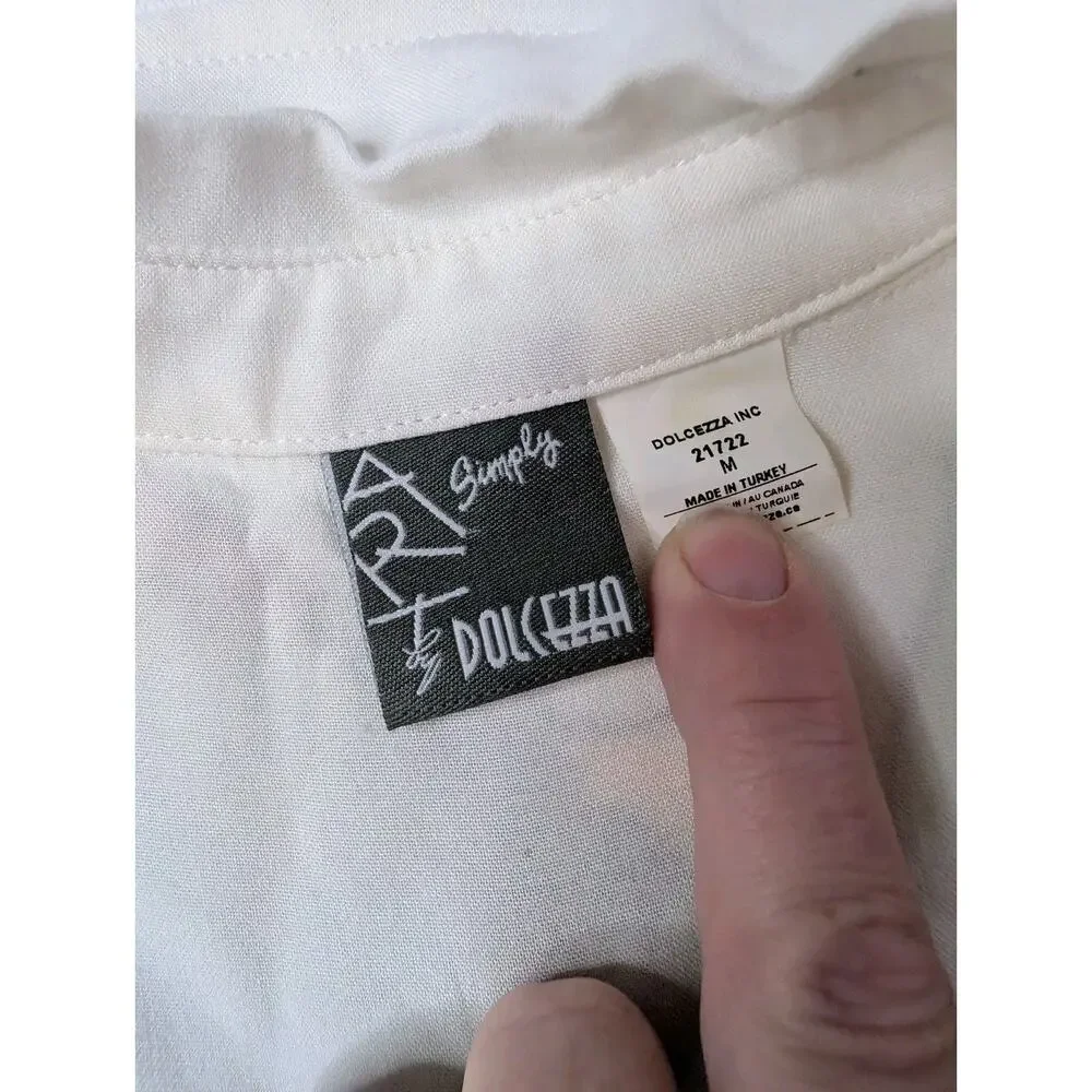 Simply Art by Dolcezza Floral Button-Up 3/4 Roll Up Sleeve Blouse Size M - Picture 4 of 10